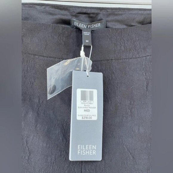 Eileen Fisher Stencil Stretch Jacquard Slim Ankle Trouser Pants Black medium - Picture 12 of 13